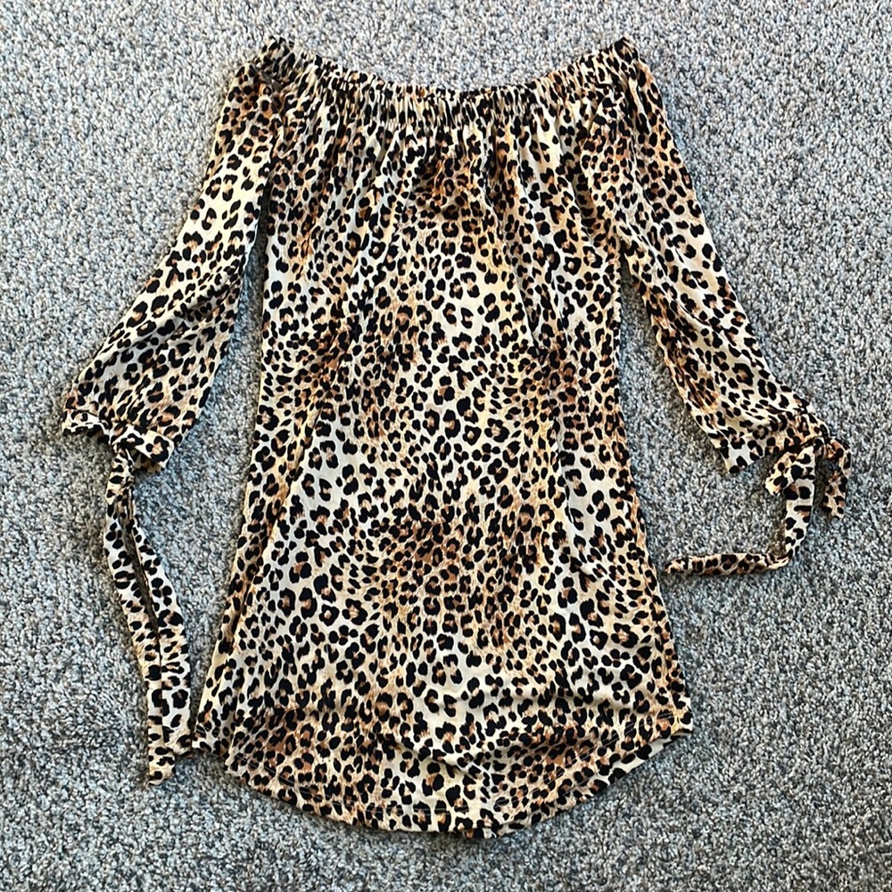 NWOT cheetah leopard off the shoulder dress